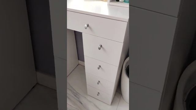 Гримерный столик серия 3.1 консольная 100*100, зеркало светодиодное 80*80 + стеллаж смотреть онлайн