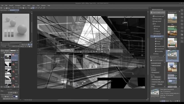 Super fast way to create abstract environment thumbnail sketch, Clip Studio Paint смотреть онлайн