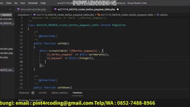 37. Membuat Tabel Menggunakan Fitur Database Migrasions | Yii2 Migratins - Yii2 Tutorial Indonesia смотреть онлайн
