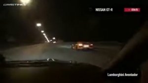 Lamborghini Aventador vs Nissan-GTR по ночной трассе на www.AutoSvit.net