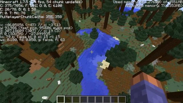 Minecraft seed 1.7.10 Amazing River spawn, mega taiga hills смотреть онлайн