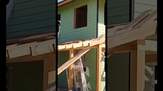 Наружная отделка каркасного дома фиброцементным сайдингом салатового цвета. смотреть онлайн