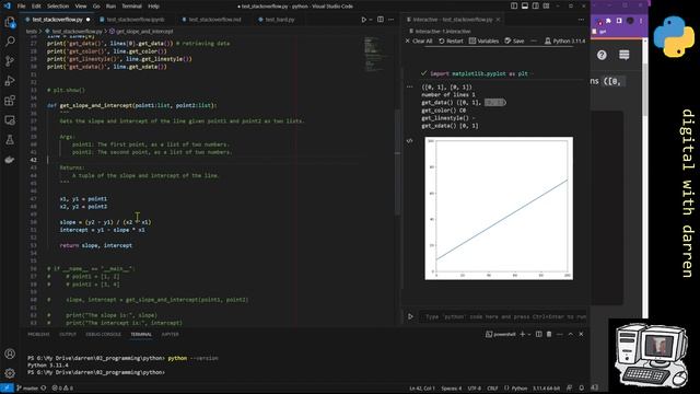 slope and intercept python смотреть онлайн