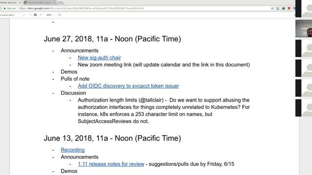 Kubernetes SIG Auth 20180627 смотреть онлайн