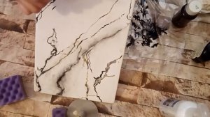 Имитация мрамора акриловыми красками /белый мрамор/поделки/переделки/декор/декорирование/