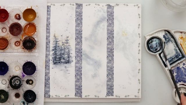 Watercolor Christmas winter bookmarks / cards tutorial for beginners смотреть онлайн