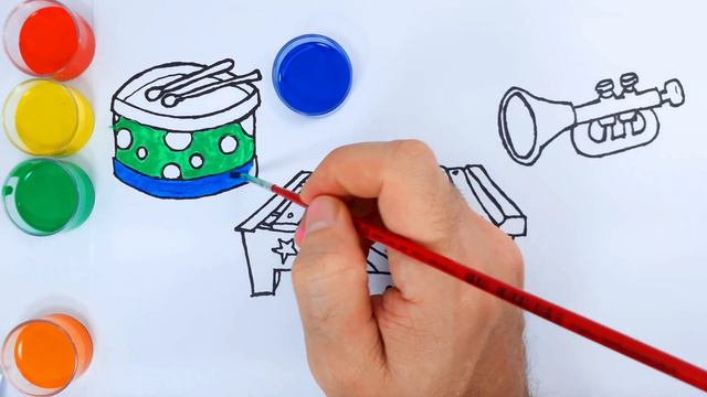 🎼How to Draw Musical Instruments | 🥁Drum, Xylophone and Bugle | Drawing for Kids смотреть онлайн