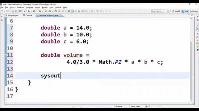 volume of ellipsoid in java смотреть онлайн