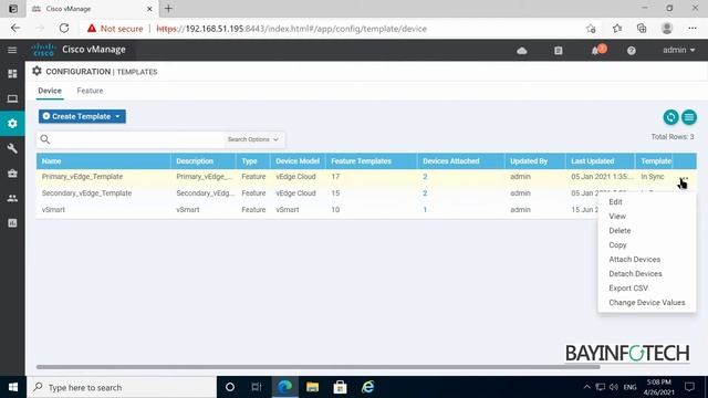Cisco SDWAN: Create, Attach and Detach Template process смотреть онлайн