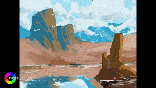 Digital art landscape painting - from imagination - no photo reference - Rebelle смотреть онлайн