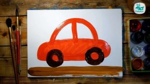 Как нарисовать МАШИНУ красками | Простые рисунки красками | Урок рисования для детей