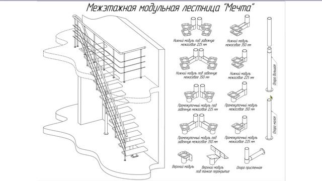 Модульная лестница на второй этаж "Мечта" - обзор смотреть онлайн