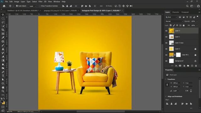 Instagram Post Design for Home Furniture | Photoshop CC смотреть онлайн