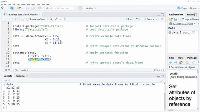 setnames Function of data.table Package in R | Change Names of Data Frame Variables | Rename Column смотреть онлайн