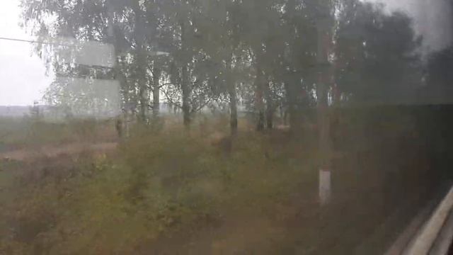 Вид из окна электропоезда ЭР2К - 1053 по маршруту Рязань 1 - Узуново часть 1. смотреть онлайн
