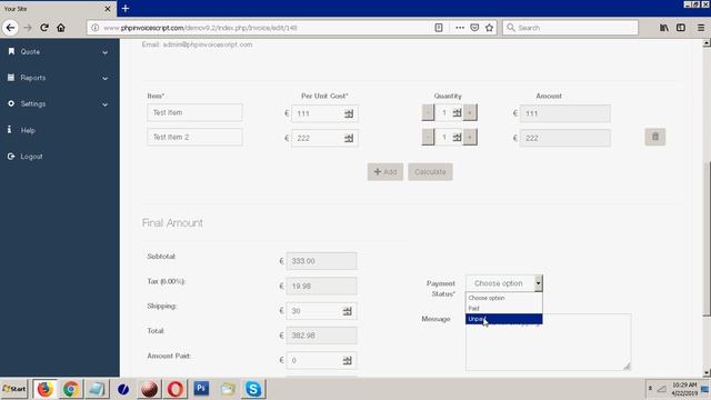 PHP Online Billing Software Demo 9.2 - phpinvoicescript.com смотреть онлайн