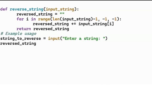 Python program to reverse a string without using any built-in string reversal functions. смотреть онлайн