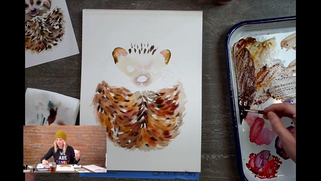 Hedgehog Watercolor Art Tutorial смотреть онлайн