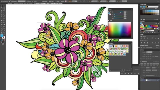 zentangle drawing in Adobe illustrator - Floral Style Doodling Artwork смотреть онлайн