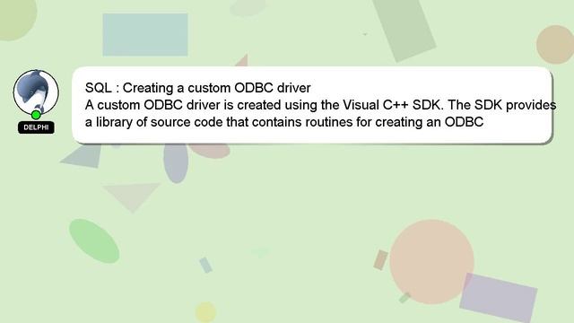 SQL : Creating a custom ODBC driver смотреть онлайн