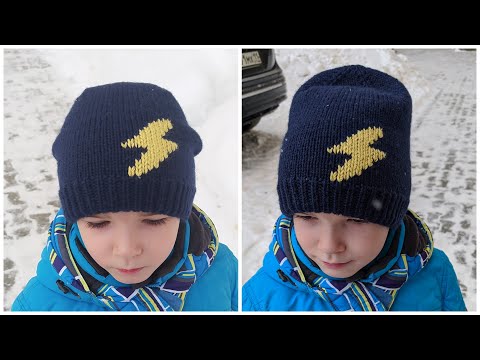 Двойная детская шапка спицами смотреть онлайн