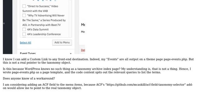 Wordpress: How to add a taxonomy type in Menus? смотреть онлайн