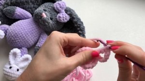 Бантик крючком из плюшевой пряжи МК