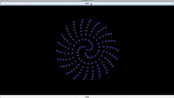 Fibonacci Spiral using Java 3D, Golden Ration = pi