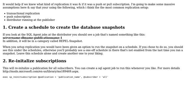 DevOps & SysAdmins: Schedule Recreate Snapshot and Reinitialize Subscriptions - SQL 2005 смотреть онлайн