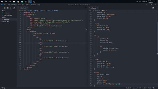 HEADER con HTML y SCSS - flexbox, position fixed - CSS - SASS смотреть онлайн