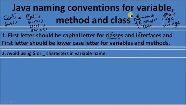 Java naming conventions for variable, method and class смотреть онлайн