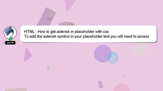 HTML : How to get asterisk in placeholder with css смотреть онлайн