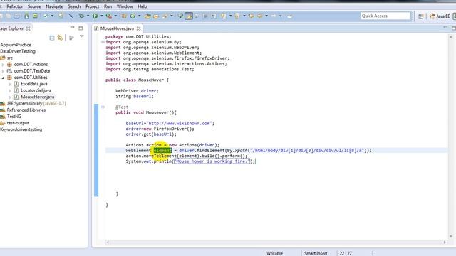 Selenium Tutorials | Mouse Hover action in Selenium WebDriver смотреть онлайн