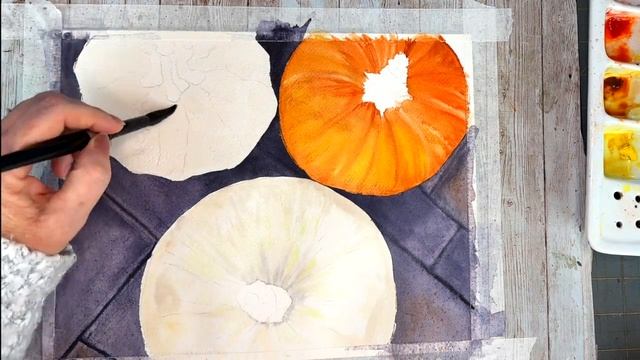 How to Paint Realistic Pumpkins in Watercolor Step by Step смотреть онлайн