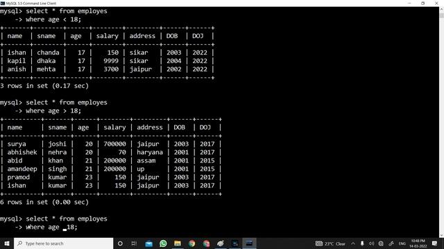 WHERE Clause and Greater than | less than | Not Equal to | SQL | Hindi | #kamaal_ki_class смотреть онлайн