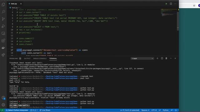 W4D4: Using Python with SQL: psycopg2 (2 of 3) смотреть онлайн