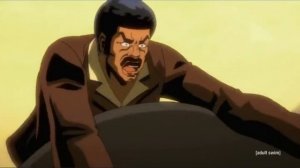 BLACK DYNAMITE LEARNS HOW TO SWIM.