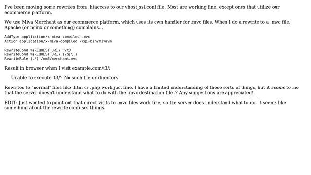 Apache config rewrite: "Unable to execute .. No such file or directory" смотреть онлайн