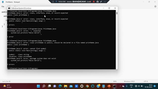Basic Mistake while writing First Program in Java #jdk #java #javainhindi #javaforbeginners смотреть онлайн