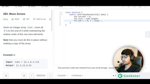 Moves Zeroes | LeetCode 283 | Top Array Interview Question | Geekster Java DSA | Amazon смотреть онлайн