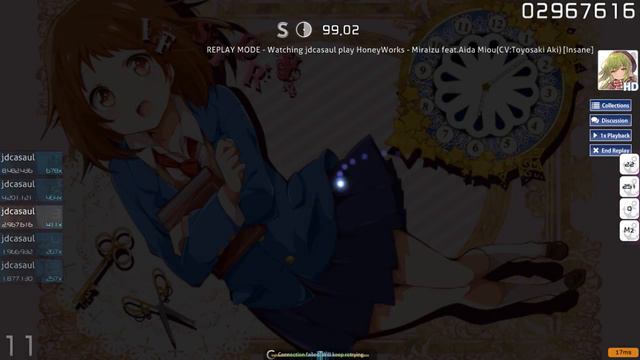 [osu!] HoneyWorks - Miraizu feat.Aida Miou(CV:Toyosaki Aki) [Insane] +HD (103 PP) 98.82% A смотреть онлайн