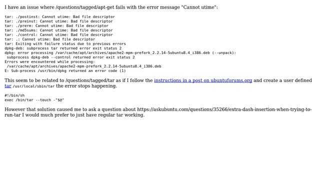 Ubuntu: apt-get fails with: "cannot utime" смотреть онлайн