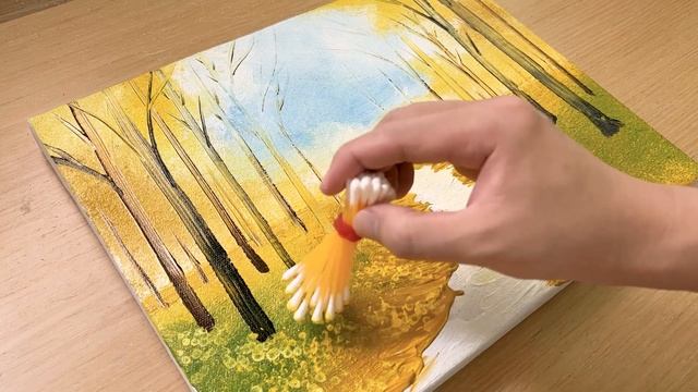 How to Paint a Forest / Yellow Acrylic Painting смотреть онлайн
