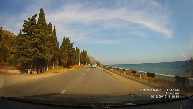 Морское, Крым. Проезд через посёлок. смотреть онлайн