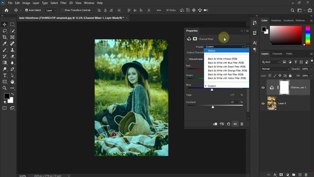 Photo filter and Channel mixer adjustment - Photoshop Basic 2020 in Hindi смотреть онлайн