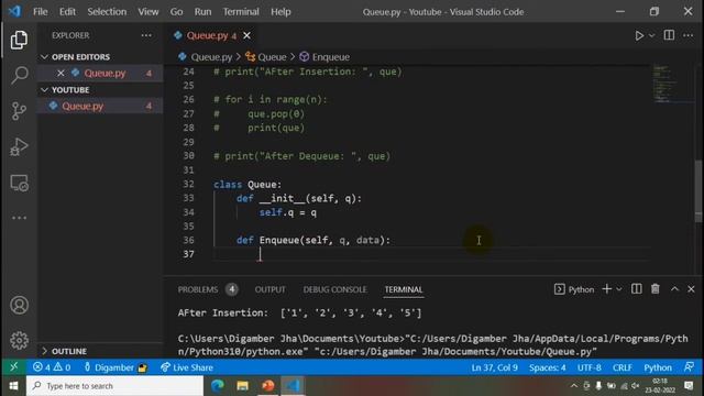 Queue data Structure in Python | By classes and objects | Queue Example | Learn by doing смотреть онлайн