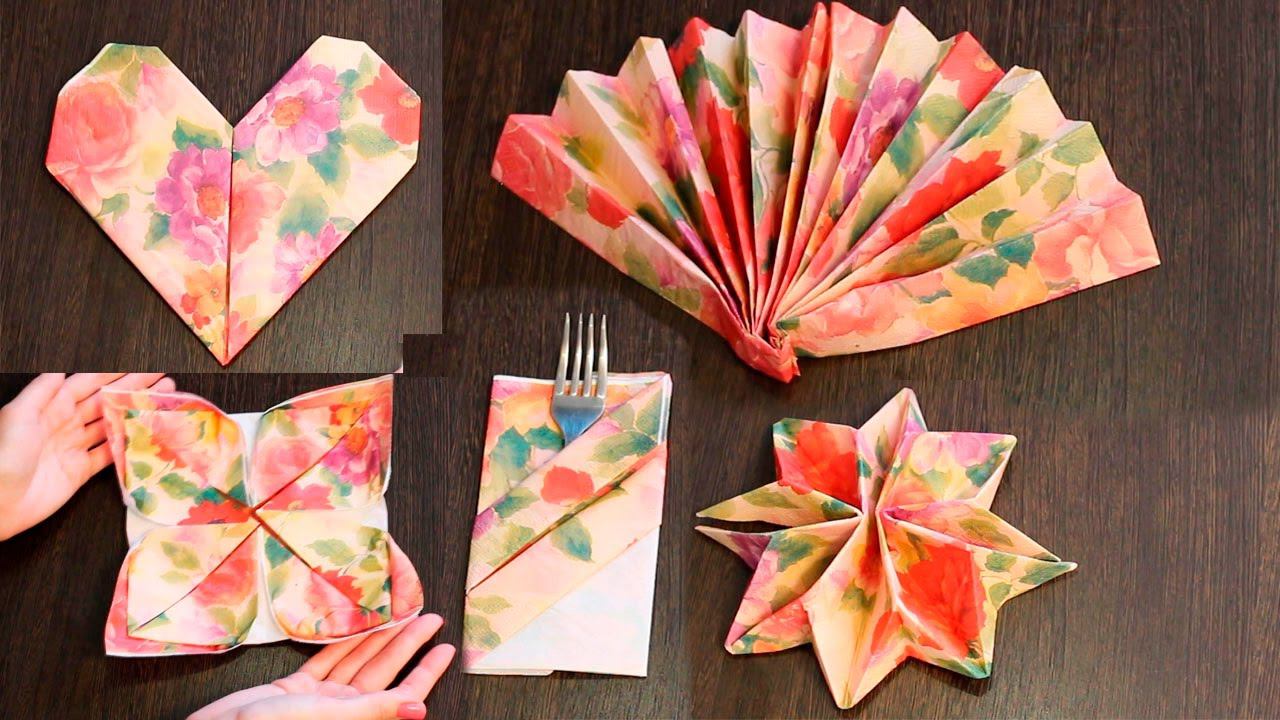 5 СПОСОБОВ красиво и ЛЕГКО СВЕРНУТЬ САЛФЕТКИ! Лайфхаки для хозяек ✔ Счастливая Хозяйка смотреть онлайн