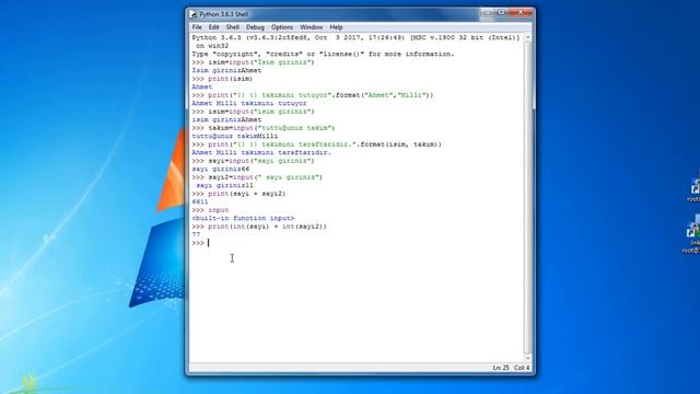 Python ders 7 (Print input ve format) смотреть онлайн