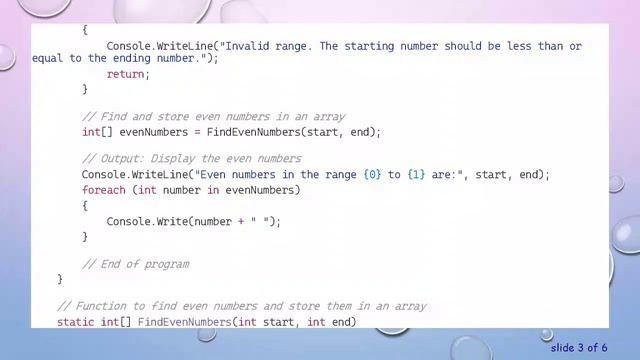 Finding Even Numbers in a Given Range and Storing in an Array Using C# смотреть онлайн