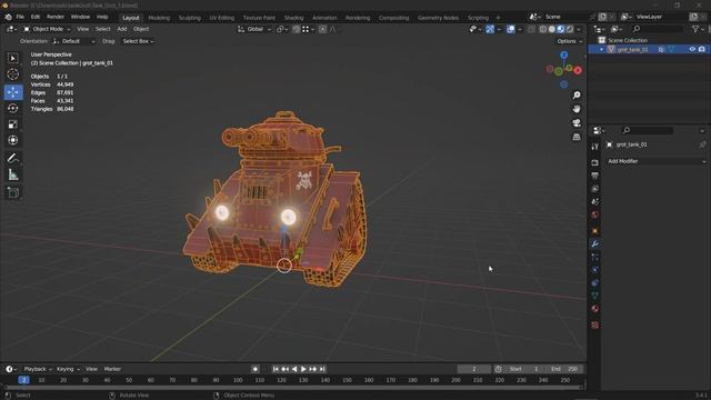Grot Танк Warhammer 40000 (сделано в Блендере). смотреть онлайн